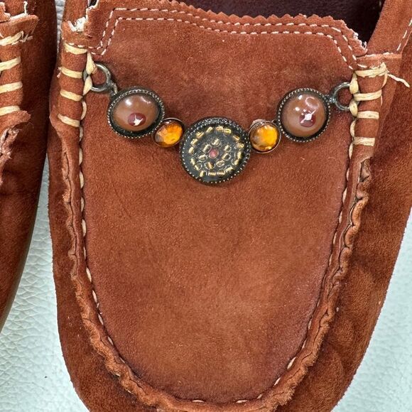 Gianni Bini Brown Suede Women's Loafers With Jewel Embellishment Size 7.5 - Picture 10 of 11